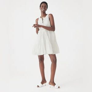 J.Crew Tiered lace-up mini dress in cotton poplin BR462